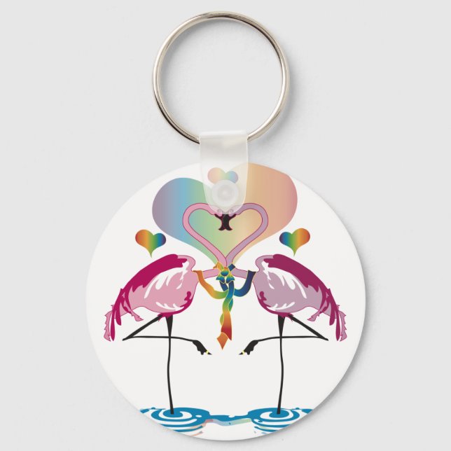 Llavero Keychain Gay Flamingos (Anverso)