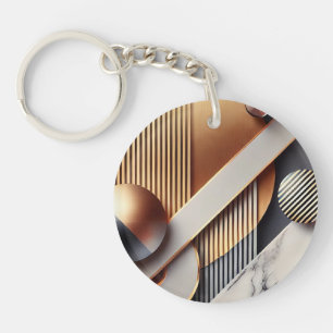 Llavero Keychain geométrica de oro y mármol