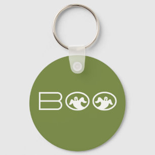 Llavero Keychain Ghostly Boo Halloween, verde y blanco