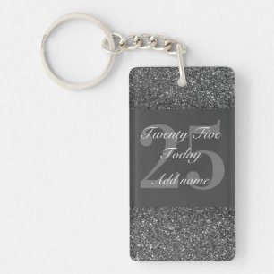 Llavero Keychain glamoroso de cumpleaños personalizado 25