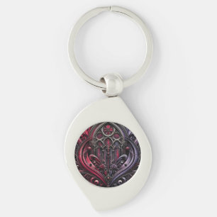 Llavero Keychain gótico Metalizado con diseño de Rosa Crim