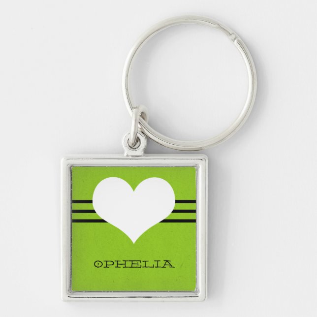 Llavero Keychain Green Modern Heart Premium (Frente)