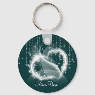 Llavero Keychain Green Sparkly Hearts