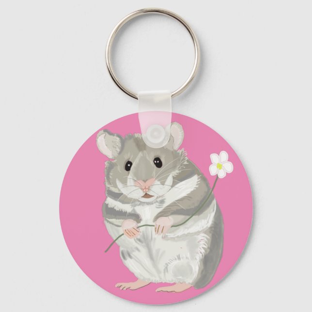 Llavero Keychain Gris y Hamster Blanco (Anverso)