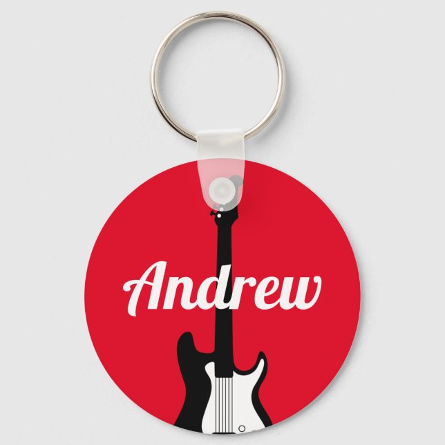 Llavero Keychain, guitarrista de rock eléctrico para guita (Anverso)