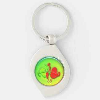 Llavero Keychain: hojas de marfil e iniciales