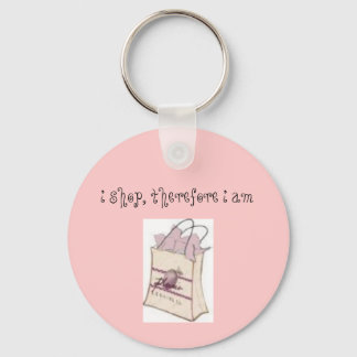 Llavero keychain "i shop, por lo tanto soy"