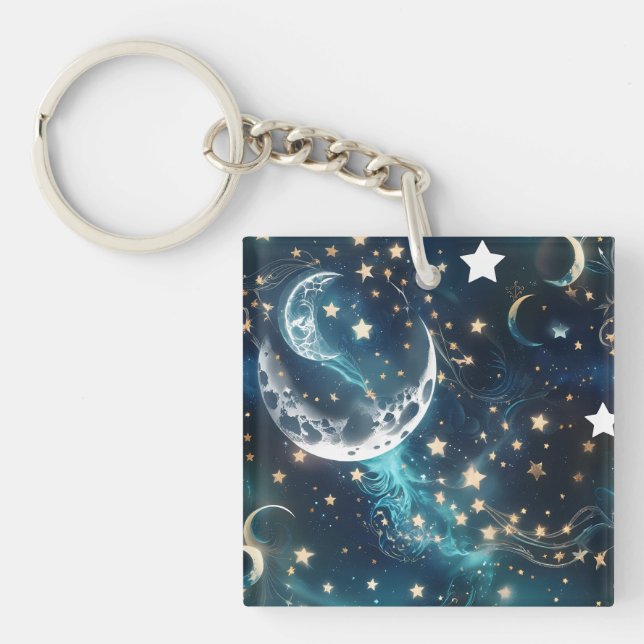 Llavero Keychain - Icy Blue Celestial Moon  (Frente)