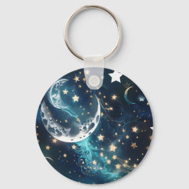 Llavero Keychain - Icy Blue Celestial Moon Phases