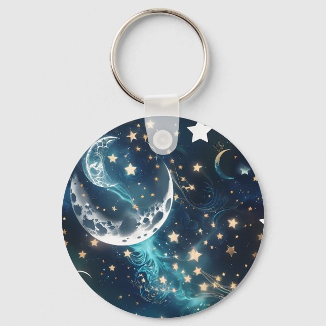 Llavero Keychain - Icy Blue Celestial Moon Phases (Anverso)