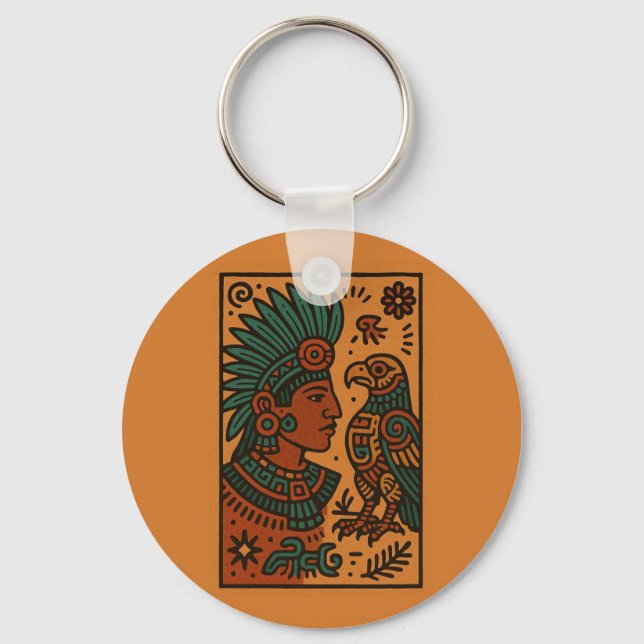 Llavero Keychain indígena mexicano - Guerrero, pájaro, tam (Anverso)