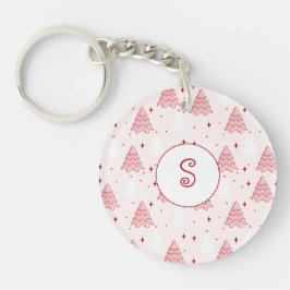 Llavero Keychain inicial del árbol de Navidad rosa dulce