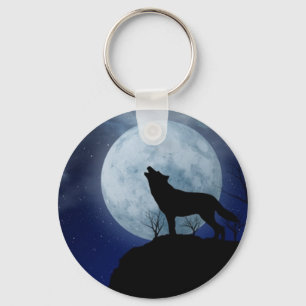 Llavero Keychain Lobo de Luna Llena