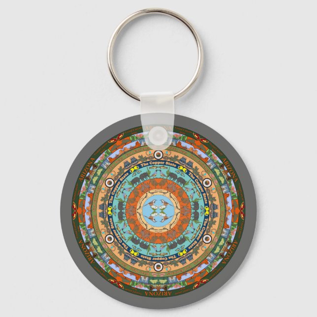 Llavero Keychain Mandala del estado de Arizona (Anverso)