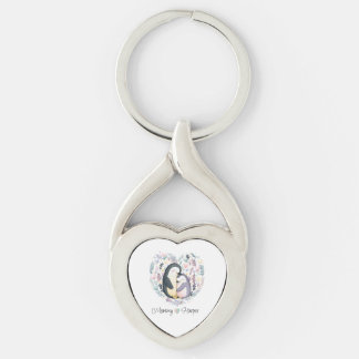 Llavero Keychain Metalizado de amor pingüino personalizado
