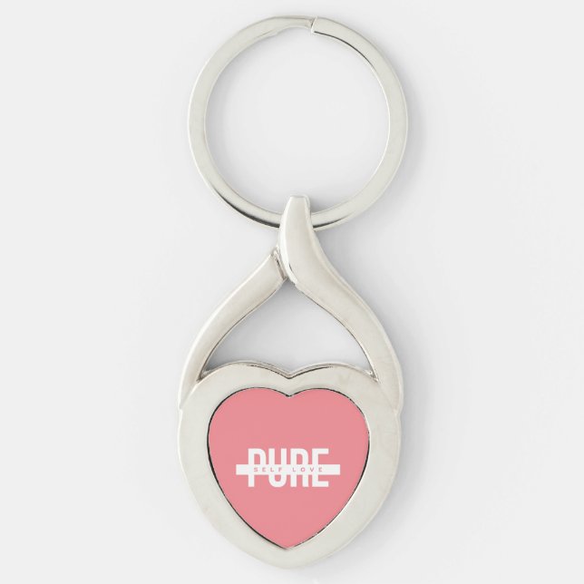 Llavero Keychain Metalizado de autoamor puro rosa y blanco (Anverso)