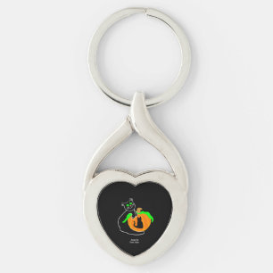 Llavero Keychain Metalizado de calabaza para gato negro