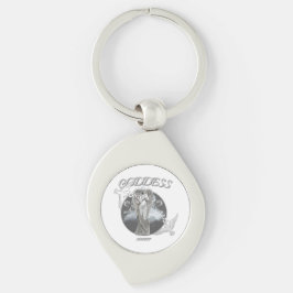 Llavero Keychain Metalizado de la diosa moderna blanca y g