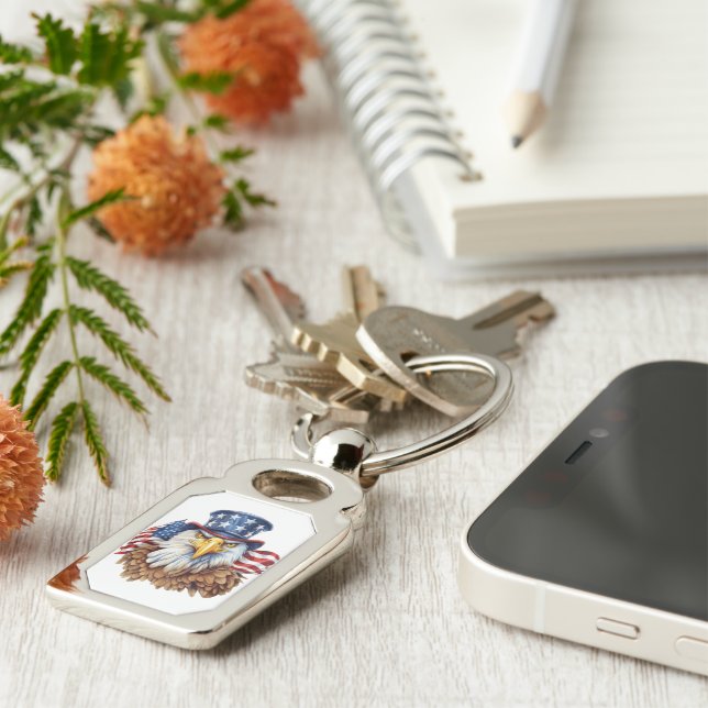 Llavero Keychain Metalizado del águila estadounidense - Di (Lateral)