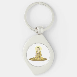Llavero Keychain Metalizado del Buda de la Serenidad Dorad