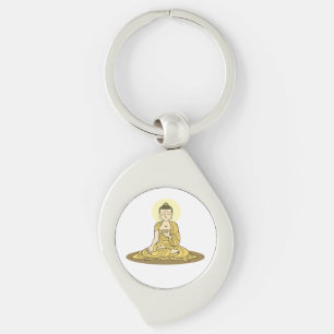 Llavero Keychain Metalizado del Buda de la Serenidad Dorad