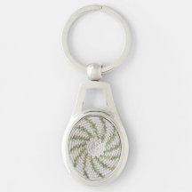 Keychain (metalizado) - Espiral verde sobre blanco