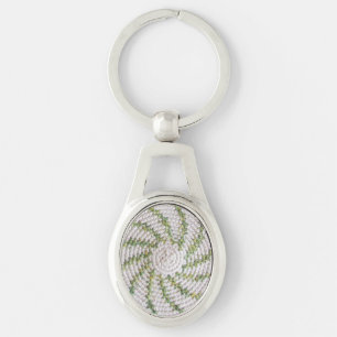 Llavero Keychain (metalizado) - Espiral verde sobre blanco