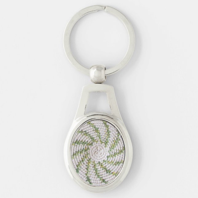 Llavero Keychain (metalizado) - Espiral verde sobre blanco (Anverso)