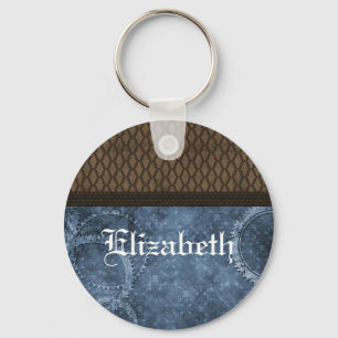 Llavero Keychain metalizado Gear Steampunk, azul