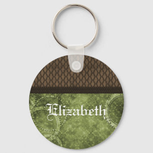 Llavero Keychain metalizado Gear Steampunk, Verde