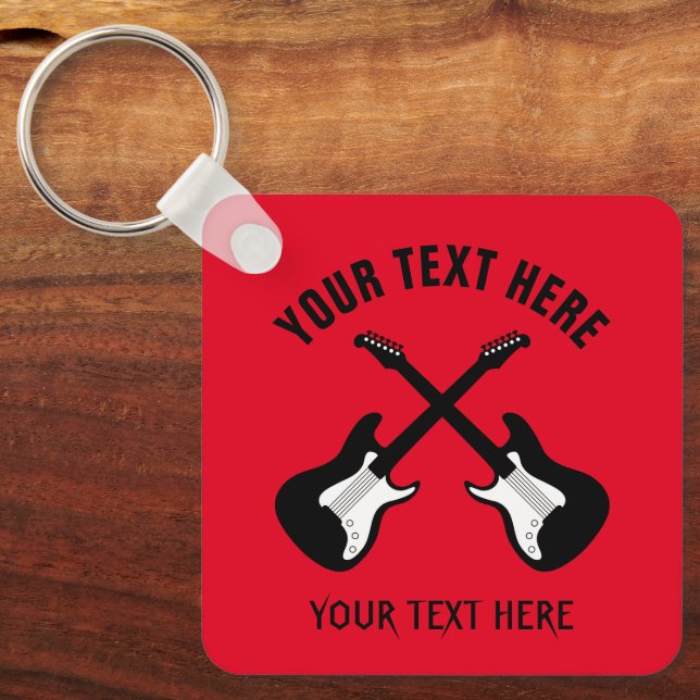Llavero keychain metalizado personalizado con dos guitarra (Anverso)