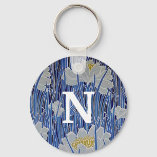 Llavero Keychain mongrama de flores blancas