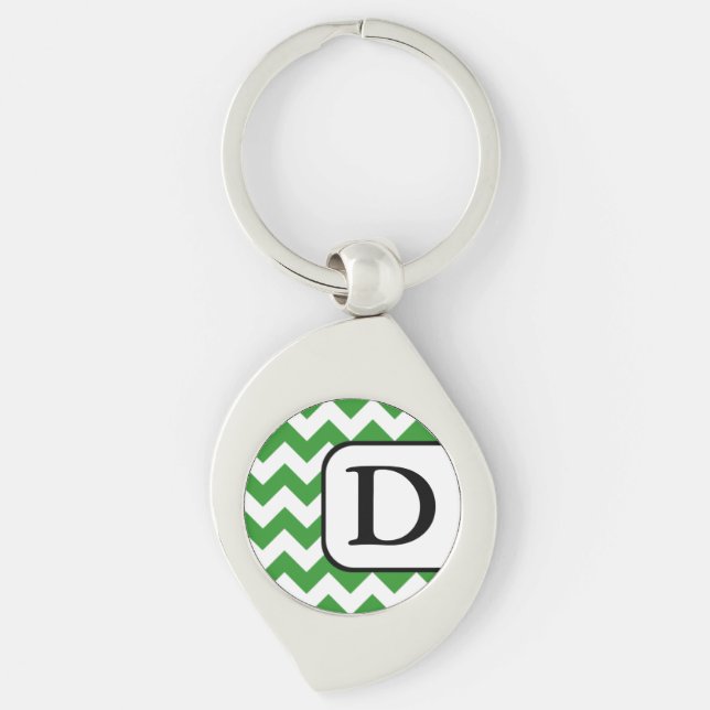 Llavero Keychain monograma de Chevron verde (Anverso)