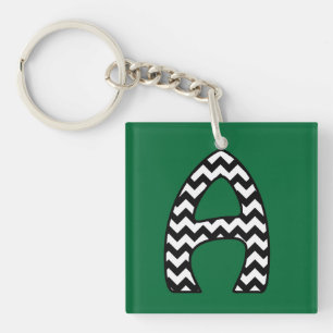 Llavero Keychain monograma personalizado: A: Chevrras blan