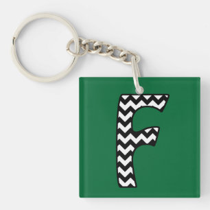 Llavero Keychain monograma personalizado: F: Chevrras blan