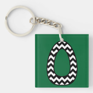Llavero Keychain monograma personalizado: O: Chevrras blan