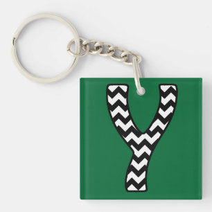 Llavero Keychain monograma personalizado: Y: Chevrras blan