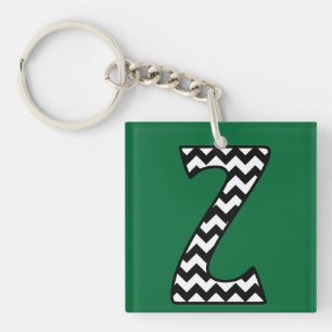 Llavero Keychain monograma personalizado: Z: Chevrras blan