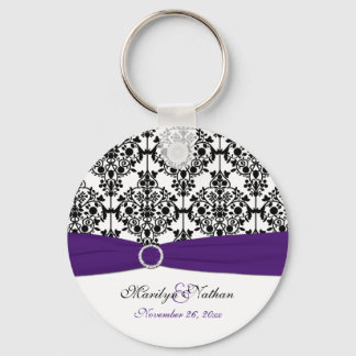 Llavero Keychain morado, blanco y negro para damascos