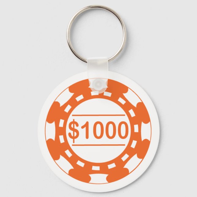Llavero Keychain, Naranja de Chip de Casino de $1000 (Anverso)