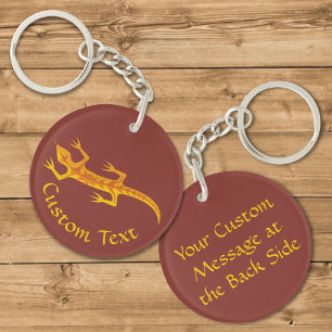 Llavero Keychain Naranja tribal Lizard