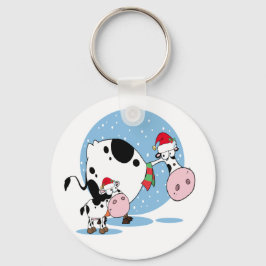 Llavero Keychain navidades con vacas Santa
