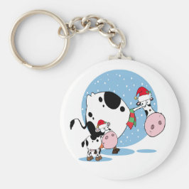 Llavero Keychain navidades con vacas Santa