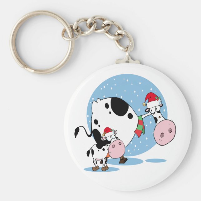Llavero Keychain navidades con vacas Santa (Frente)