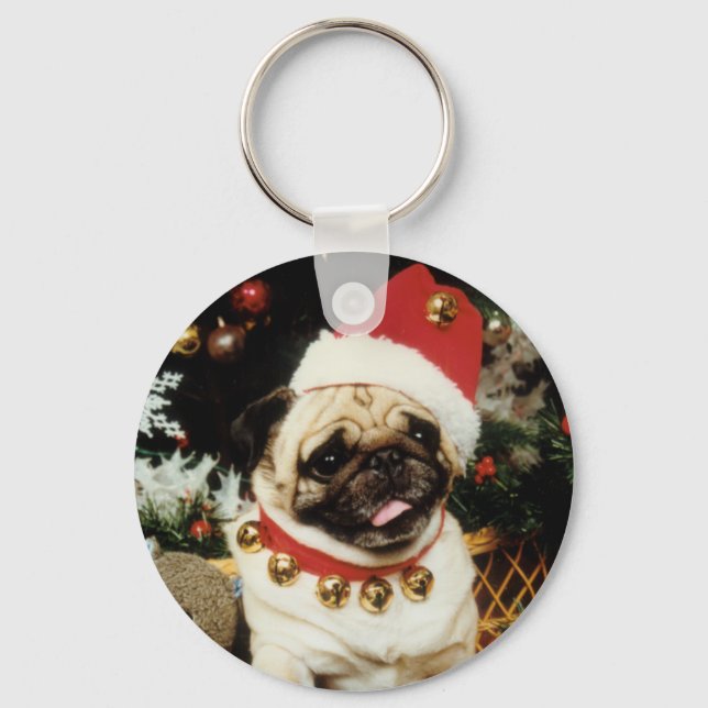 Llavero Keychain Navidades de Santa Pug (Anverso)