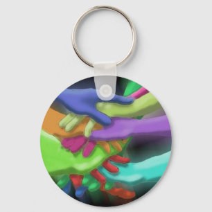 LLAVERO KEYCHAIN NEON AMIGOS GRUPO HERIDOS MANOS DE EQUIPO