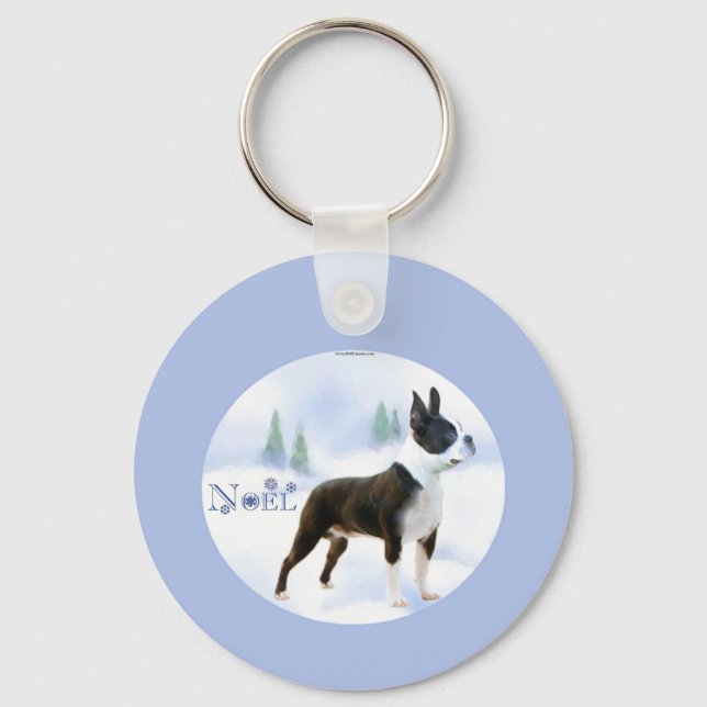 Llavero Keychain Noel Boston Terrier (Anverso)