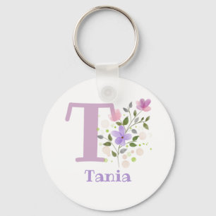 Llavero Keychain o Key Fob en un diseño floral con nombre