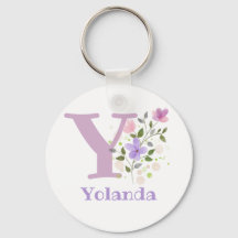 Keychain o Key Fob en un diseño floral con nombre