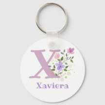 Keychain o Key Fob en un diseño floral con nombre